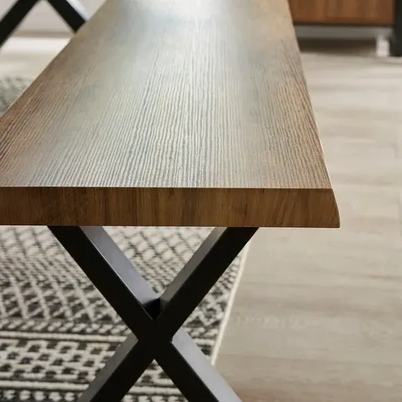 8-Seater Dining Bench Set - Black, Wood Effect