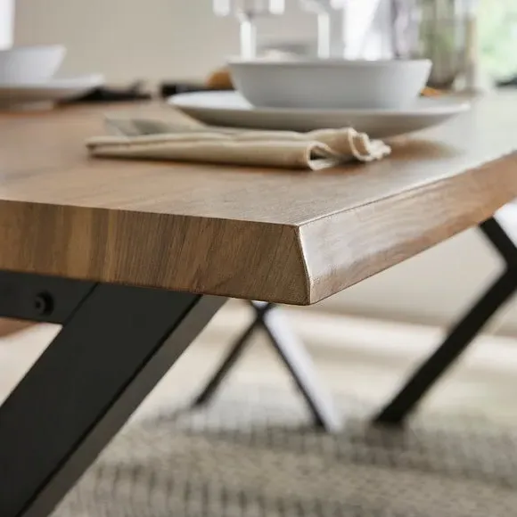 8-Seater Dining Bench Set - Black, Wood Effect