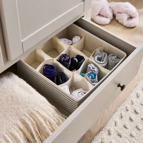 9-Cube Storage Organiser - Grey, Fabric