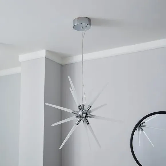 9 Light Star Pendant Light - Silver, Chrome