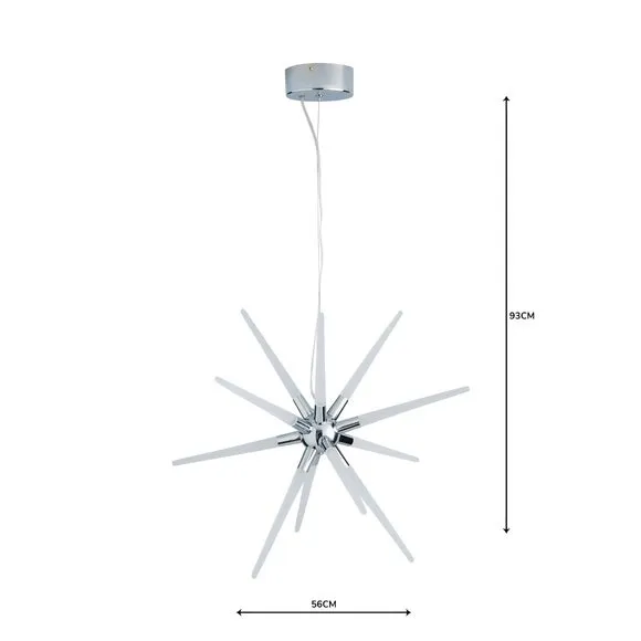 9 Light Star Pendant Light - Silver, Chrome