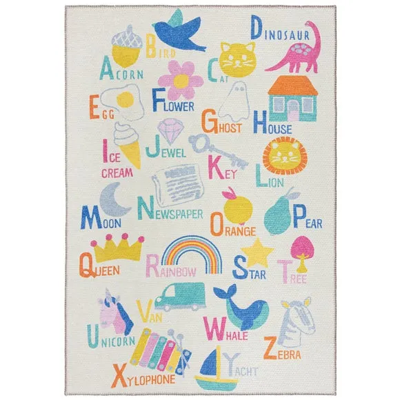 ABC Kids Washable Rug - Multicolor, Cotton