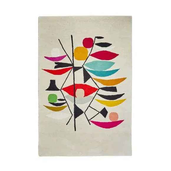 Abstract Area Rug - Multicoloured, Wool Viscose