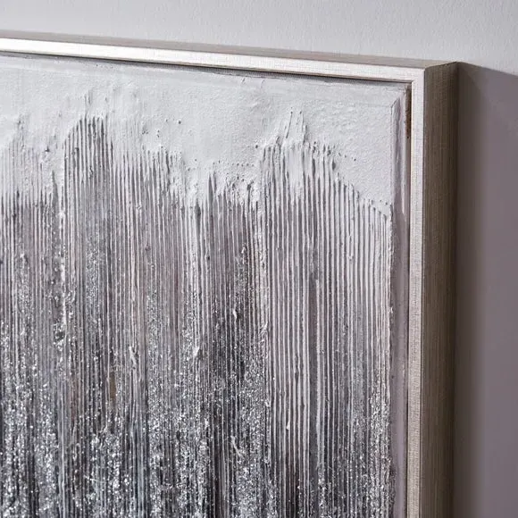 Abstract Canvas Wall Art - Silver, Glitter