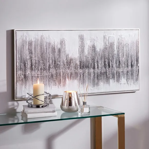 Abstract Canvas Wall Art - Silver, Glitter image