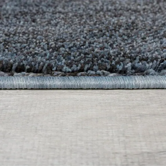 Abstract Carved Rug with Shaggy Pile - Blue