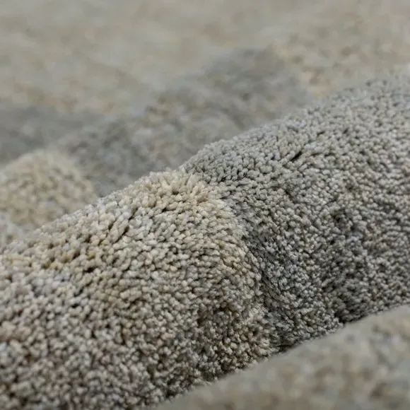 Abstract Carved Rug with Shaggy Pile - Grey