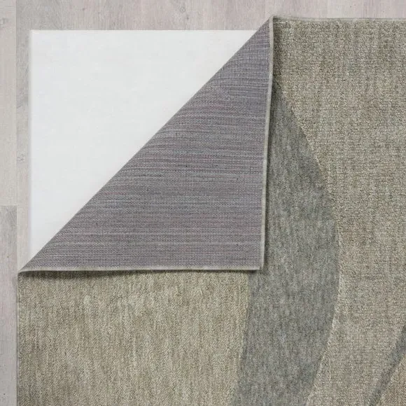 Abstract Carved Rug with Shaggy Pile - Grey