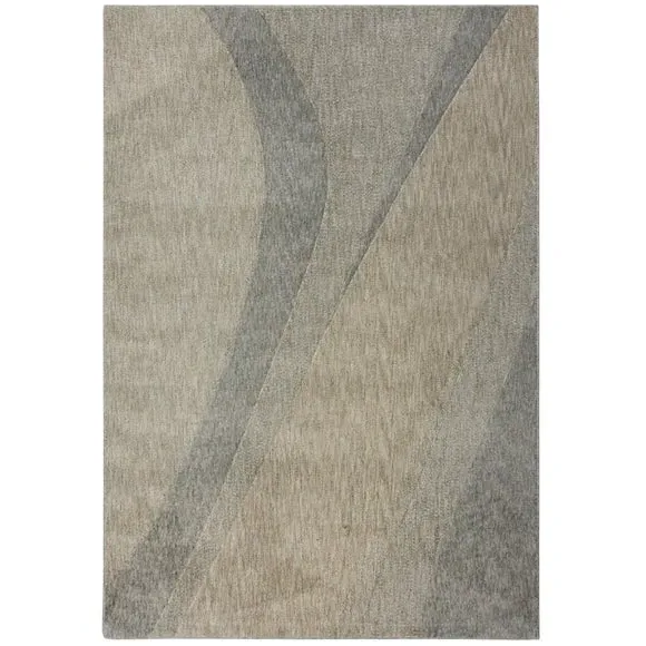 Abstract Carved Rug with Shaggy Pile - Grey