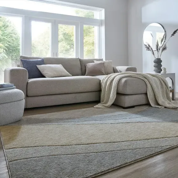 Abstract Carved Rug with Shaggy Pile - Grey