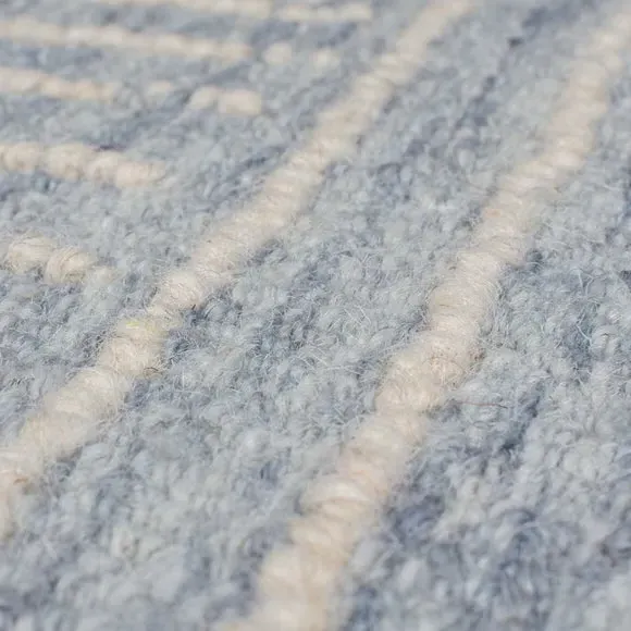 Abstract Check Rug - Blue, Wool