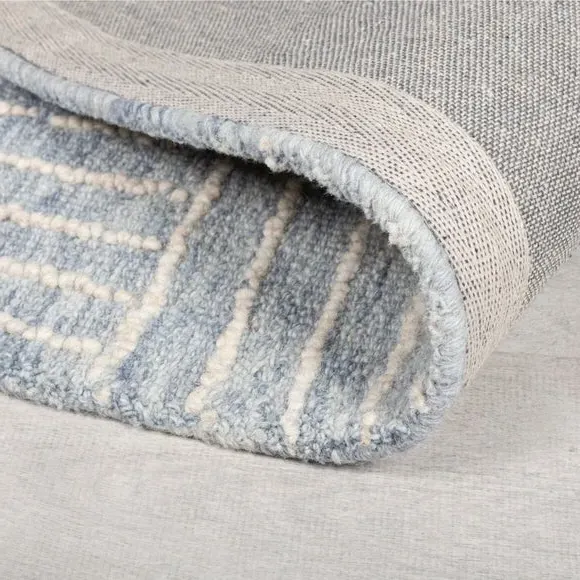 Abstract Check Rug - Blue, Wool
