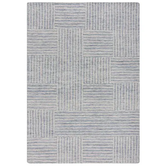 Abstract Check Rug - Blue, Wool