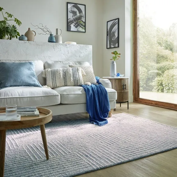 Abstract Check Rug - Blue, Wool image