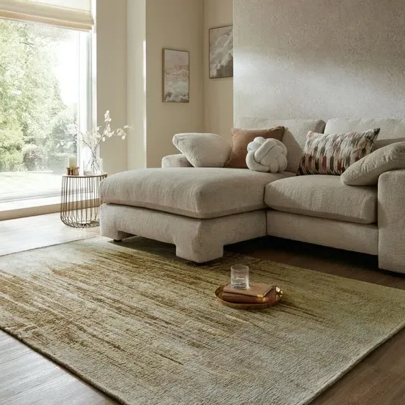 Abstract Chenille Rug - Gold image