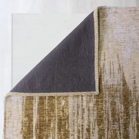 Abstract Chenille Rug - Gold