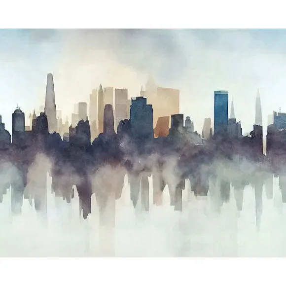 Abstract Cityscape Wall Mural - Multicolor