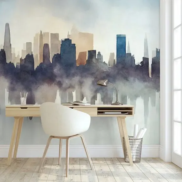 Abstract Cityscape Wall Mural - Multicolor image