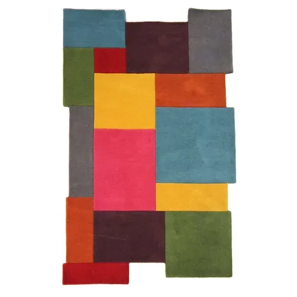 Abstract Collage Rug - Multi, Wool
