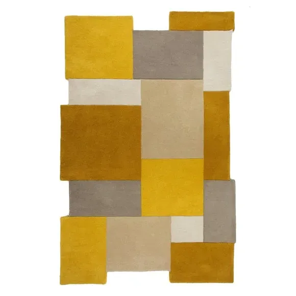 Abstract Collage Rug - Ochre, Wool