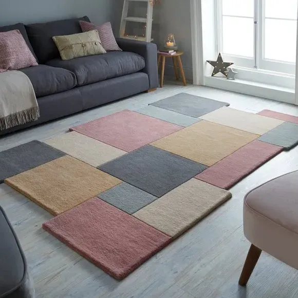 Abstract Collage Rug - Pastel, Wool