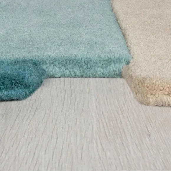 Abstract Collage Rug - Teal, Wool
