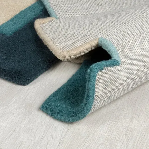 Abstract Collage Rug - Teal, Wool