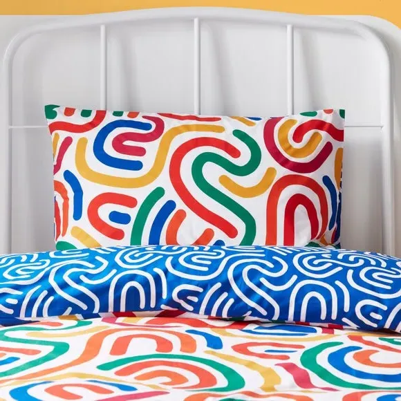 Abstract Duvet Cover Set - Blue, Polyester