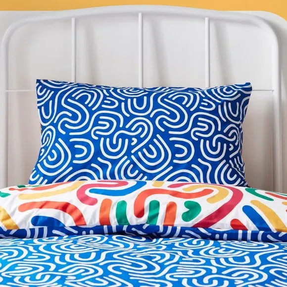 Abstract Duvet Cover Set - Blue, Polyester