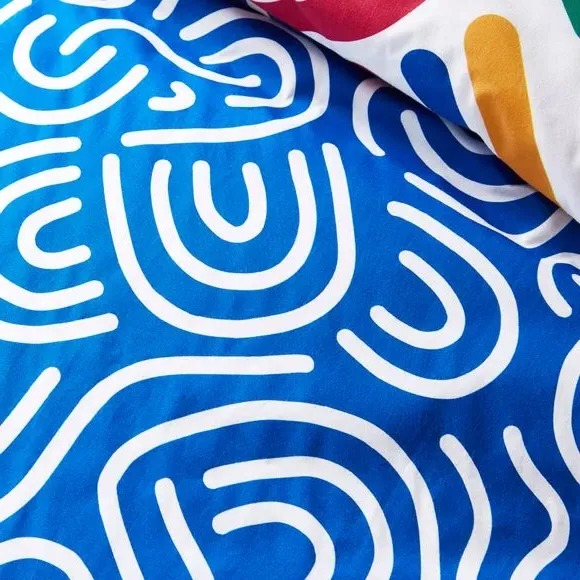 Abstract Duvet Cover Set - Blue, Polyester