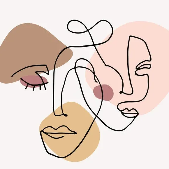 Abstract Faces Wall Mural - Multicolor