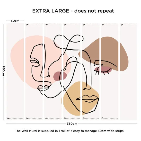Abstract Faces Wall Mural - Multicolor