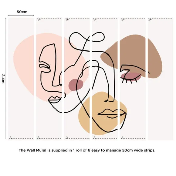 Abstract Faces Wall Mural - Multicolor
