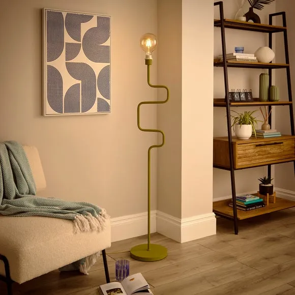 Abstract Floor Lamp Base - Green, Metal