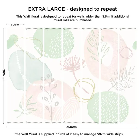 Abstract Floral Wall Mural - Multicolor