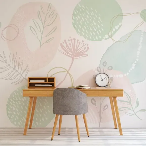Abstract Floral Wall Mural - Multicolor