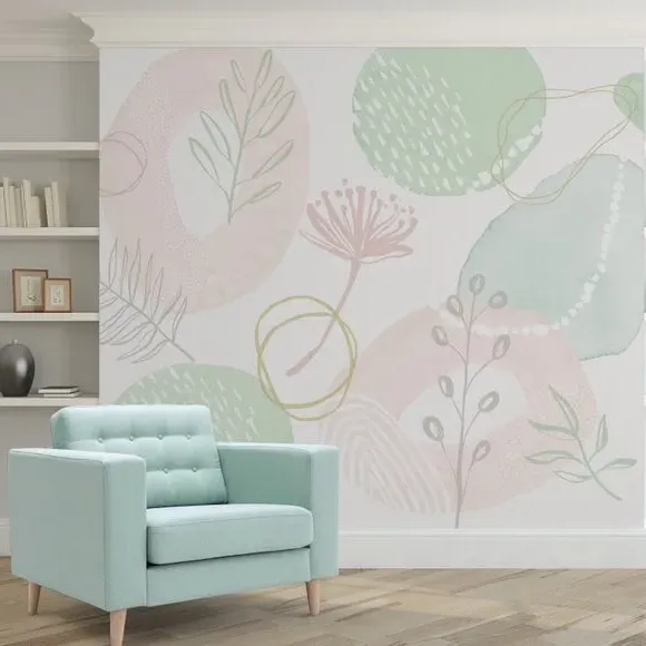 Abstract Floral Wall Mural - Multicolor image