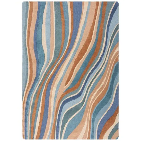 Abstract Flow Area Rug - Blue, Wool