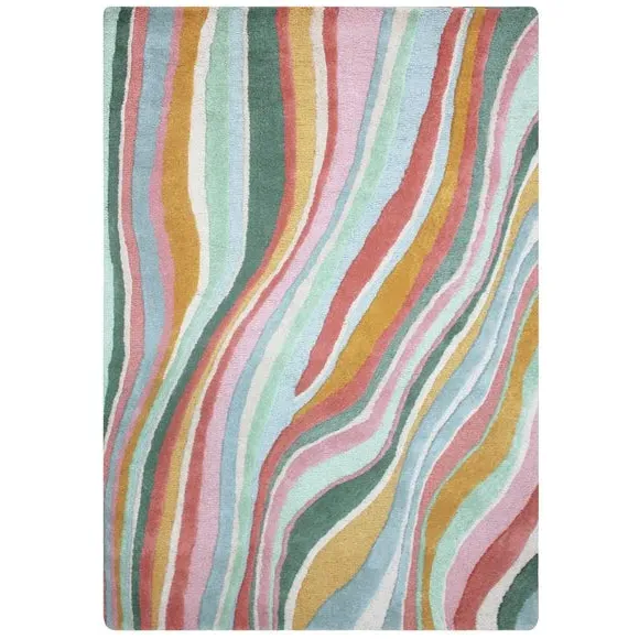 Abstract Flow Area Rug - Multicoloured, Wool