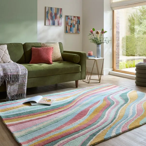 Abstract Flow Area Rug - Multicoloured, Wool