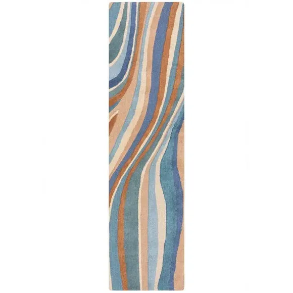 Abstract Flow Wool Runner - Blue, Wool