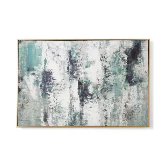 Abstract Framed Canvas - Blue, Gold Capped