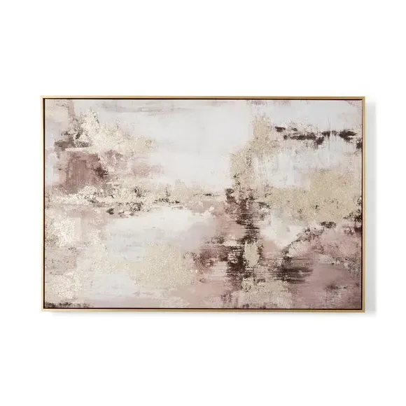 Abstract Framed Canvas - Gold