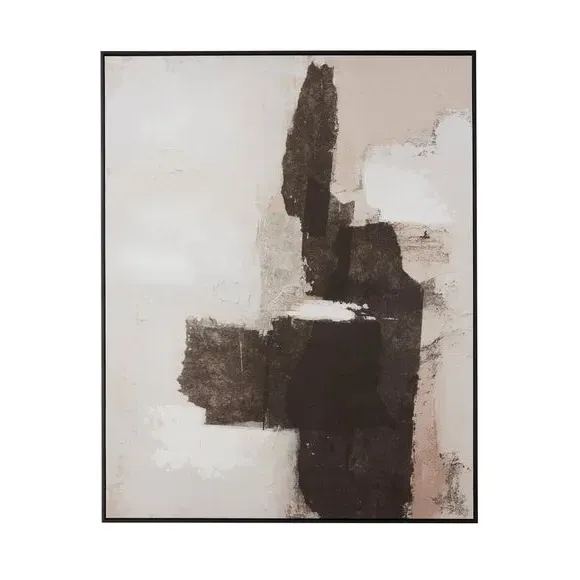 Abstract Framed Canvas Print - Black, MDF
