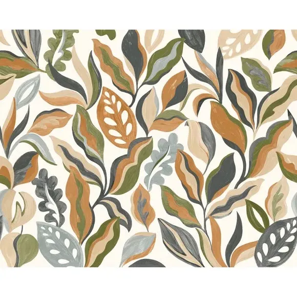 Abstract Leaf Wall Mural - Green, Non-Woven