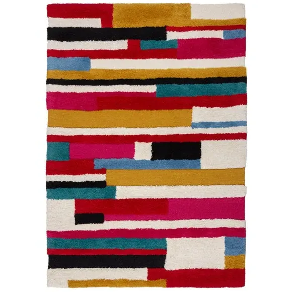 Abstract Patchwork Rug - Multicoloured, Wool