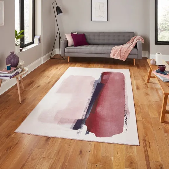 Abstract Rose Rug - Crimson, Flatweave