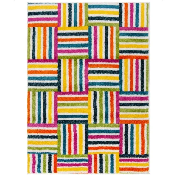 Abstract Rug with Blocks Design - Multicoloured