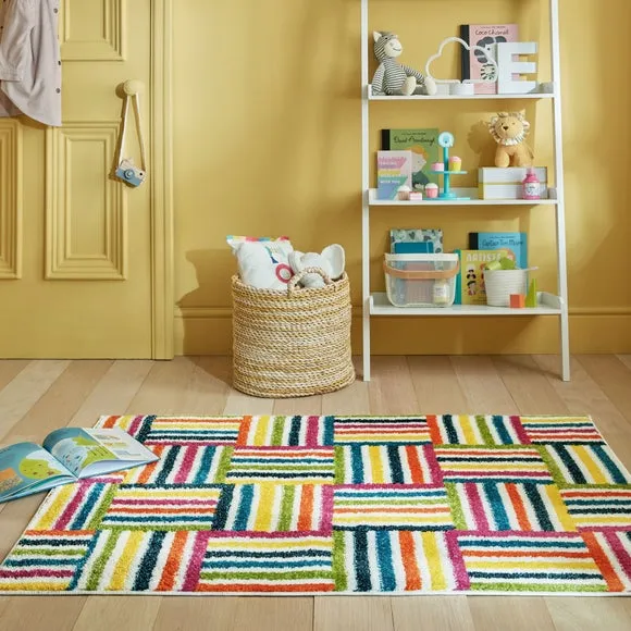 Abstract Rug with Blocks Design - Multicoloured image