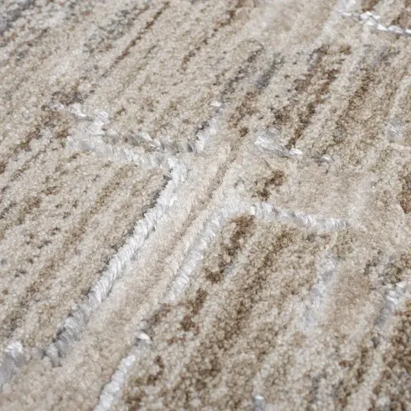 Abstract Rug with Fringe - Natural, Wool